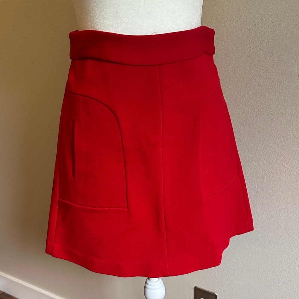 Anthropologie Vibrant Red Mini Skirt